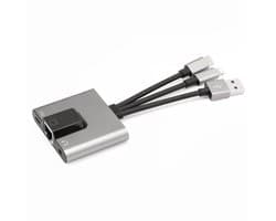 3 IN 1 - USB-C + USB + 8-Pin naar Ethernet (RJ45) + 3.5mm jack AUX + 8-Pin internet adapter kabel - geschikt voor o.a. iPhone en laptop - multifunctioneel - grijs