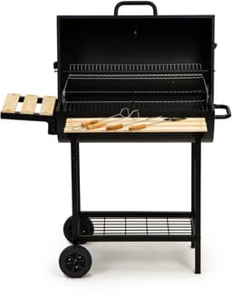 Barbecue met deksel en warmhoud rek - Zwarte metalen BBQ met thermostaat - 104x68x111 cm — thumbnail 4