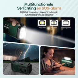 Lion D'or® - Noodradio - 10.000mAH Batterij - Noodradio Solar Opwindbaar - USBC Oplaadbaar - Powerbank - Noodpakket - Noodrantsoen - Draagbare Radio - Groen — thumbnail 5