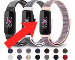 Actie4you® - Nylon Smartwatch bandje - Geschikt voor Fitbit Luxe - Nylon Bandje - Horlogeband - Polsband - Armband - Grijs Roze
