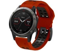 Stravo Zachte Siliconen Bandje met Dubbele Gesp - Garmin Fenix 5 (Plus)/Fenix 6 (Pro)/Fenix 7 (Pro-Sapphire-Solar)/Fenix 8-47mm/Fenix E-Garmin Epix (Pro) Gen 2-47mm - QuickFit 22mm Siliconen Horlogeband voor Garmin smartwatches - Rood