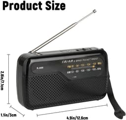 Noodradio - Draagbare radio - 12cm/90g - Gemakkelijk mee te nemen - noodpakket must have - radio op batterijen voor rampen — thumbnail 2
