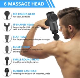 Dieptemassagepistool voor spierherstel - Draagbaar, stil en krachtig met 6 verwisselbare opzetstukken — thumbnail 2
