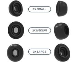 Foam eartips geschikt voor Airpods Pro (2) - zwart - 6× Mix (2×S + 2×M + 2×L) - zachte memory foam opzet oortjes - foamigo®