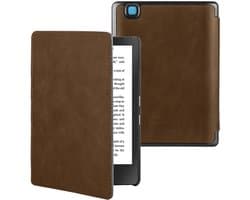 Lunso Geschikt voor Kobo Aura H20 Edition 2 hoes (6.8 inch) - Leren sleepcover - Coffee - (niet voor de Kobo Aura edition 2)