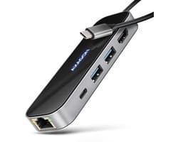 Axagon HMC-6GLN laptop dock & poortreplicator Bedraad USB 3.2 Gen 1 (3.1 Gen 1) Type-C Zwart