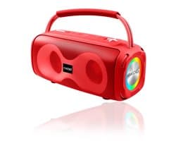 OKOP Bluetooth speaker - Draadloze muziek box - Draagbaar - Verlichting - 2x5W - Verschillende kleuren - RGB LED - Rood