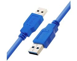 USB 3.0 Male naar USB 3.0 Male data adapter verleng kabel connector - 150 CM - voor o.a. tv, hard disk en laptop - blauw