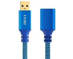USB 3.0 Male naar USB 3.0 Female verlengkabel data adapter kabel connector - 60 CM - voor o.a. tv, hard disk en laptop - blauw