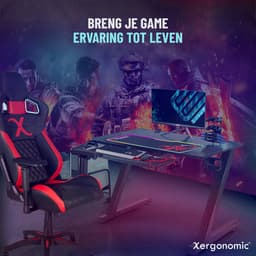 Xergonomic Game Bureau - Gaming Desk - Carbonfiber look - B125xH75xL62 cm - Computer Tafel - Incl. beker-, koptelefoonhouder en kabelorganizer - Xergax - Zwart — thumbnail 7