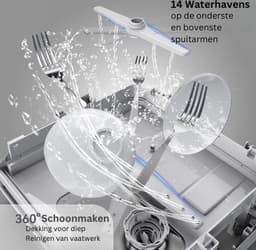 Mini-vaatwasser - 4 Couverts - 5 Programma's - Vrijstaand - Compact - Wit - te gebruiken met en zonder wateraansluiting — thumbnail 5