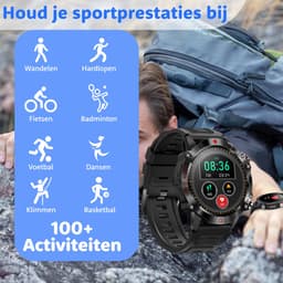 Watch Go - Smartwatch Dames - Geschikt voor Android en iOS - HD Touchscreen - Stappenteller - Horloge - 45 mm - Donkergrijs — thumbnail 2