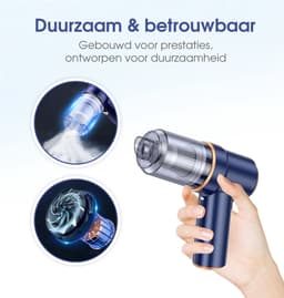 Kruimeldief - Mini kruimeldief - Kruimelzuiger - Handstofzuiger - Nat en droog vuil - Incl. 5 opzetstukken - Air duster - Autostofzuiger - Draadloze stofzuiger - 8000PA - Hepa filter – Blauw — thumbnail 6