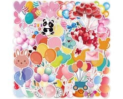 Ballonnen Stickers 50 Stuks | Feestelijke Stickers | Hartje | Verjaardag | Vrolijk | Party | Feest | Laptop Stickers | Stickers Kinderen en Volwassenen | Stickervellen | Plakstickers | Koffer Stickers | Stickers Bullet Journal en Planner