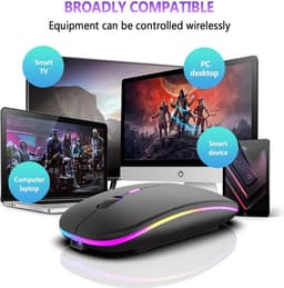 Matte Zwart Draadloze oplaadbare RGB muis- geluidloze klik - Voor Pc Ipad Laptop Mobiele Telefoon_ergonomisch - bluetooth - soft-touch muis - Matte Zwart - RGB LED light — thumbnail 3