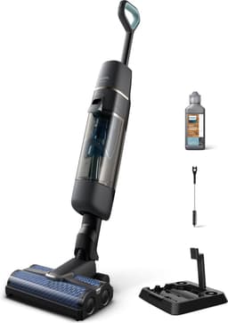 Philips Steelstofzuiger met Dweilfunctie XW7110/01 - Stofzuigen en Dweilen - Draadloos - Zonder Zak - Alle Vloertypen – LCD Scherm – Zelfreinigend - Grijs — thumbnail 1