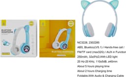 M.TK Draadloze Koptelefoon voor kinderen Blauw Kleur - Bluetooth Hoofdtelefoon 5 uur ononderbroken speeltijd - Kinder Hoofdtelefoon-Draadloze Koptelefoon - Blauw Kleur — thumbnail 4