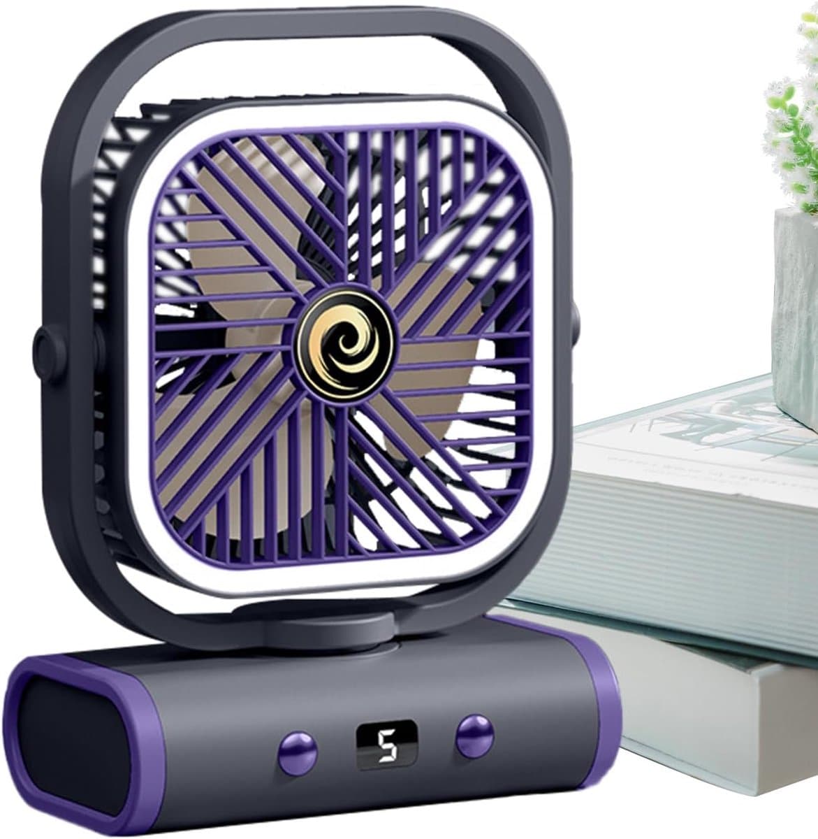Tafelventilator - StilleStatiefventilator - Vloerventilator - Zomerkoeling- Draagbare Ventilator Sterke Koeling - Oplaadbaar & Verstelbare Hoek - voor Thuis, Slaapkamer, Studentenkamer, Kamperen - Wit - 1 Stuk — afbeelding 1