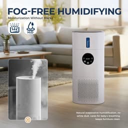 LUMÈ STORE Luchtreiniger & Luchtbevochtiger 2-in-1 – HEPA H13 Filter – Tegen Allergie, Rook & Huisdierenhaar – Stil – 35-60m – Wit — thumbnail 4