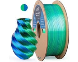 3D printer filament - Zijde PLA - Mooie prints maken - Dubbele kleuren co-extrusie - 1.75 mm 1kg - Donkerblauw groen