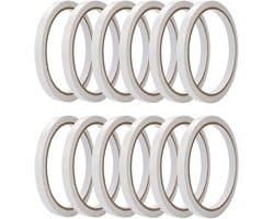 Sterk Dubbelzijdig Plakband voor Creatieve Projecten - 12 Rollen van 6 mm, Perfect voor Papier, Hout en Glas, Ideaal voor Herbarium en Knutselen (10 Meter/Rol)