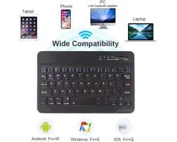 Bluetooth Toetsenbord Draadloos – Oplaadbaar Mini Keyboard 10 Inch – 25 cm – Compact – Stil Typen – Bluetooth 3.0 – Voor Tablet, iPad, iPhone, Android, Windows & Laptop – Zwart