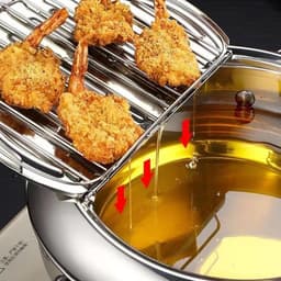 Oliefriteuse Roestvrij Staal - Friteuse Pan - Thuis Frituren - Met Ingebouwde Thermometer - 28 cm Diameter - Zilverkleurig — thumbnail 4