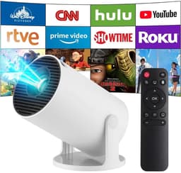 KAD® Mini Beamer - Smart Mini Beamer met WiFi & Bluetooth - Mobiele Thuisbioscoop inclusief Apps - Wit - 11cm x 19cm x 11cm — thumbnail 1