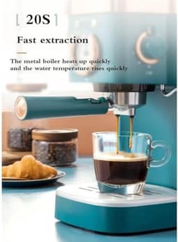 Halfautomaat Koffiezetapparaat - Espressomachine Stoomfunctie - Cappuccino Latte Maken - 20 Bar Druk - 1.2 Liter Reservoir - Groen — thumbnail 2