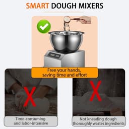 Deeg Mixer - Kneedmachine Keuken - Bakken Brood - Krachtige Motor - 8 kg Capaciteit - Zilver — thumbnail 4