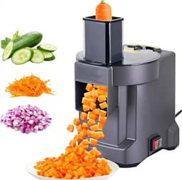 Elektrische Keukenmachine - Groentehakker Slicer - Snel Maaltijden Maken - Verschillende Snijvormen - 37 cm Hoog - Zilver — thumbnail 1