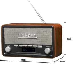 AHD® CD Speler - CD Speler Bluetooth - FM radio - Bruin - 27cm x 11cm x 15cm — thumbnail 2