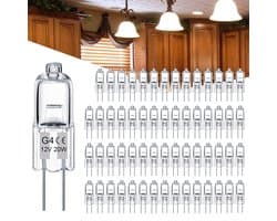 60 Stuks G4 Halogeenlamp - 20W 12V - 2700K Warm Wit - 280LM - Dimbare - G4 Pins Halogeenlampen Geldt Voor Afzuigkappen, Ovens, Magnetrons