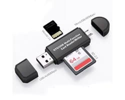 SD-kaartlezer (USB + Micro-USB) — SD/Micro-SD-kaartlezer met dubbel slot — Compatibel met laptops en pc's