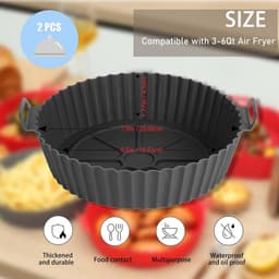 Airfryer Siliconen Voeringen - Airfryer Mandjes - Bakken en Frituren - Herbruikbaar en Hittebestendig - 165 cm Rond - Zwart — thumbnail 5
