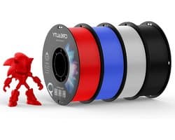 3D Printer Filament - PETG Materiaal - Modelbouw - Hoge Precisie Maatvastheid - 1.75mm 4kg - Zwart Wit Rood Blauw