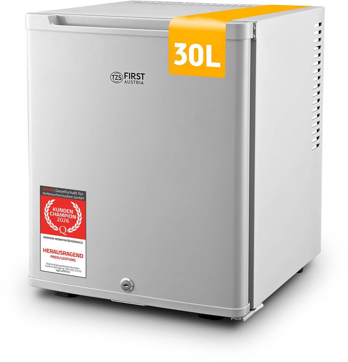 TZS First Austria Mini koelkast - Minibar - 30 liter - Vrijstaand - Volledig stil 22dB - Grijs — afbeelding 1
