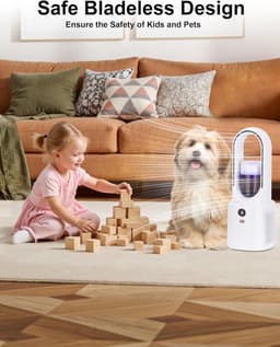 Bladeless Tafelventilator - Stille Ventilator voor Slaapkamer en Kantoor - Veilige Ventilator zonder Bladen - Compacte Aircofan met Touch Control-wit — thumbnail 2