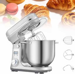 Keukenmixer Kantelkop - Mixer Deegmachine - Bakken Maken - Stil en Krachtig - 6L Kom - Zilver — thumbnail 1