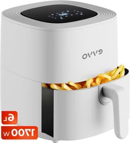 Airfryer Zonder Olie - Heteluchtfriteuse Multifunctioneel - Gezond Koken - Dubbele Cyclone Technologie - 6 Liter - Wit — thumbnail 1