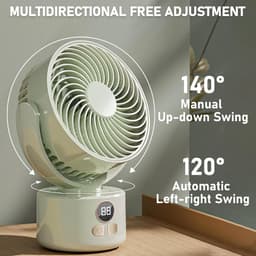 Oplaadbare campingventilator – Tafelventilator – Met afneembare standaard – Digitaal display – 3 snelheidsstanden – USB-opladen & driepootstandaard – Voor binnen en buiten – Lichtgewicht & draagbaar – Groen — thumbnail 4
