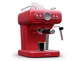 Klarstein espressomachine met melkschuimer, 1,2 liter retro mini-espressomachine met portafilter, 950 watt kleine koffiemachine, roestvrijstalen koffiemachine voor cappuccino, latte en macchiato