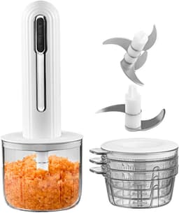 Elektrische Keukenhakker - Groentemaler Mini Hakker - Snel Ingrediënten Verwerken - Draadloos en Oplaadbaar - 400 ml Kom - Wit — thumbnail 1