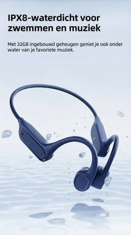 Bone Conduction Headphone - IPX8 Waterdicht - 32GB Geheugen - Geschikt Voor Zwemmen - 8 Uur Batterijduur - Sport & Fitness - Blauw — thumbnail 2
