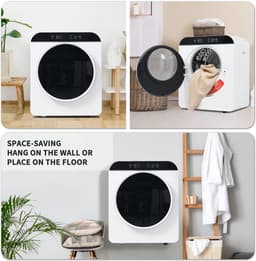 Re-purelife® wasdroger compact met 6 programma's - droogtrommel van ABS met UV- en hoge temperatuursterilisatie - wanddroger met timer en kinderslot - modern wit 49,5 × 42 × 59,5 cm — thumbnail 14