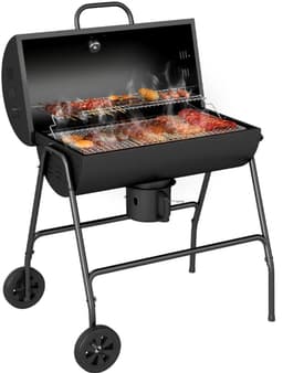 Premie Houtskool Barbecue - Smoker Barbecue - Houtskoolgrill - met Deksel, Thermometer, Wielen & Onderstel - BBQ voor Kamperen, Buiten, Tuin - 95 x 71,5 x 102 cm - Zwart — thumbnail 1