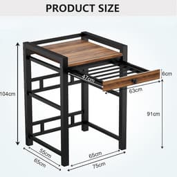 Wasmachine kast met uittrekbare handdoekenrek - Wasmachine/droger combo - met een plank boven de wasmachine - 300 kg laadvermogen - 75 x 65 x 104 cm, zwart. — thumbnail 4