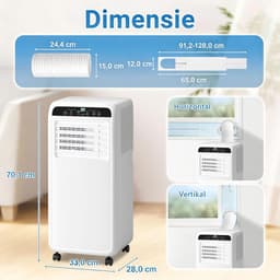 Draagbare Airconditioner - Mobiele Airco - Ruimte Koelen - 3-in-1 Functie - 35m² - Wit — thumbnail 4