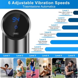 Mini Massagepistool - Spierontspanner Elektrisch - Spierherstel Bevorderen - Ultrastil Ontwerp - 4 Massagekoppen - Zwart — thumbnail 4