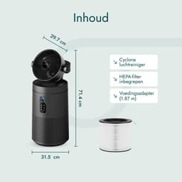 Bloomfold Luchtreiniger en Ventilator Cyclone – H13 HEPA & UVC-licht – 400 m³/h CADR – Air Purifier - Medische Filtratieklasse tegen Pollen & Fijnstof — thumbnail 6